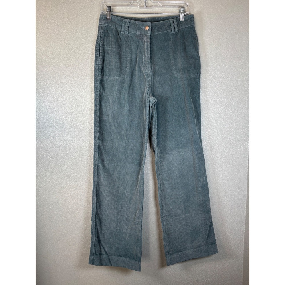 Woolrich Womens Teal Blue Corduroy Pants Size 6 Wide Leg Cotton High Rise Cords